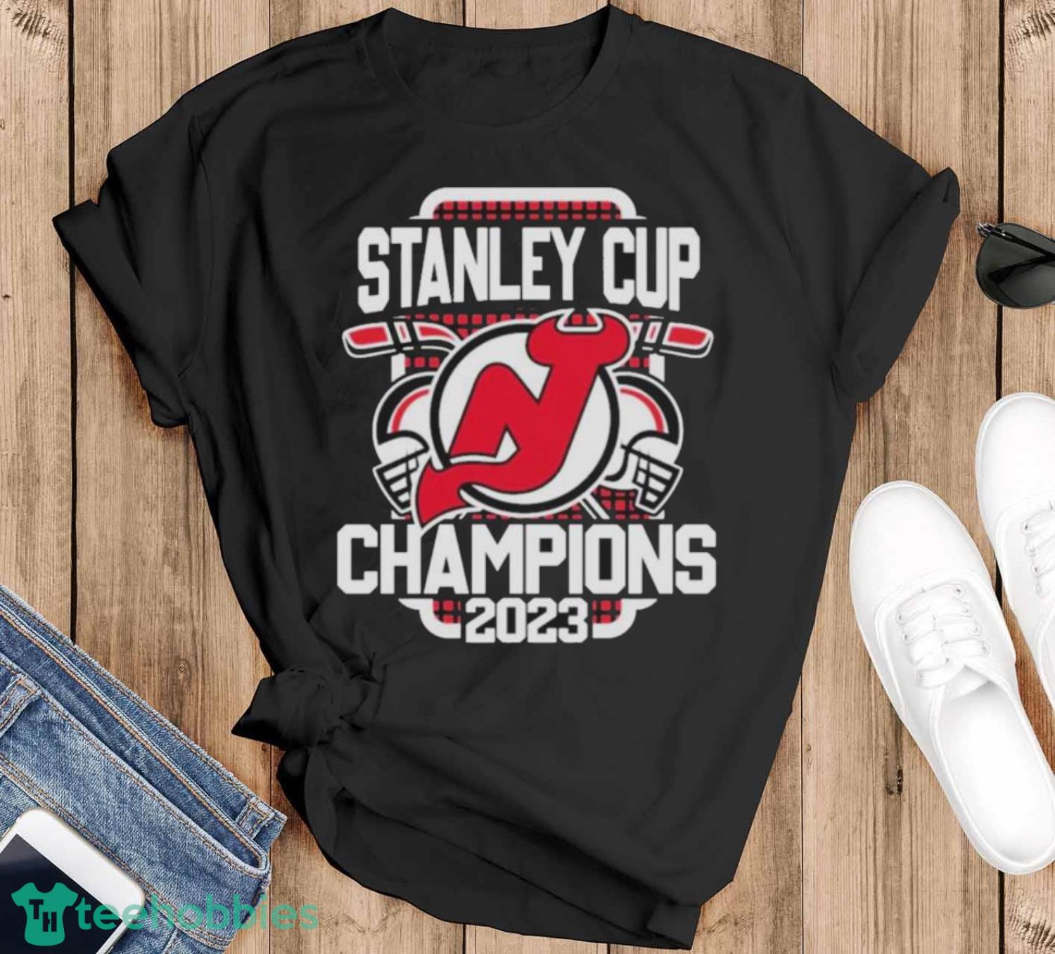 New jersey devils stanley cup champions 2023 t-shirt - Black T-Shirt