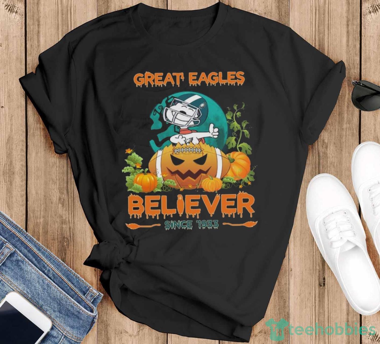 NFL Philadelphia Eagles Great Pumpkin Halloween Shirt - Black T-Shirt