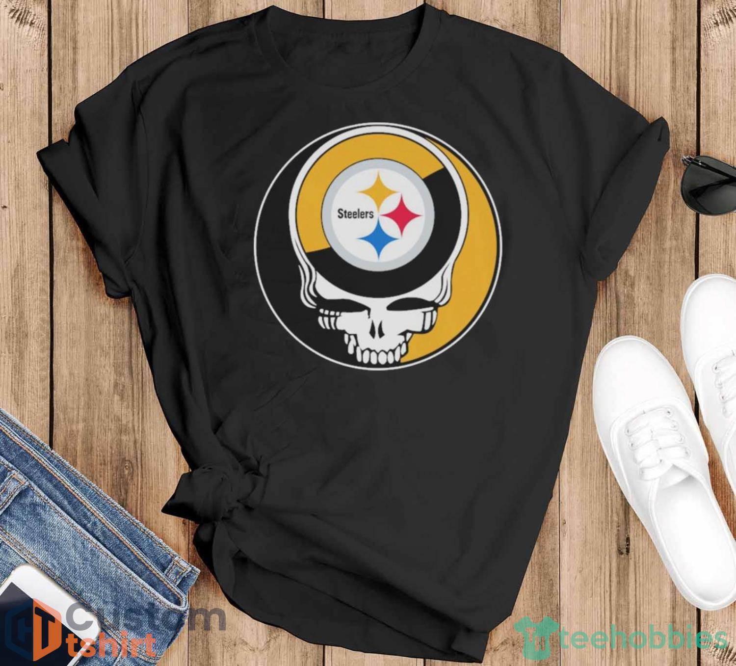 NFL Pittsburgh Steelers Grateful Dead Fan Fan Football shirt - Black T-Shirt