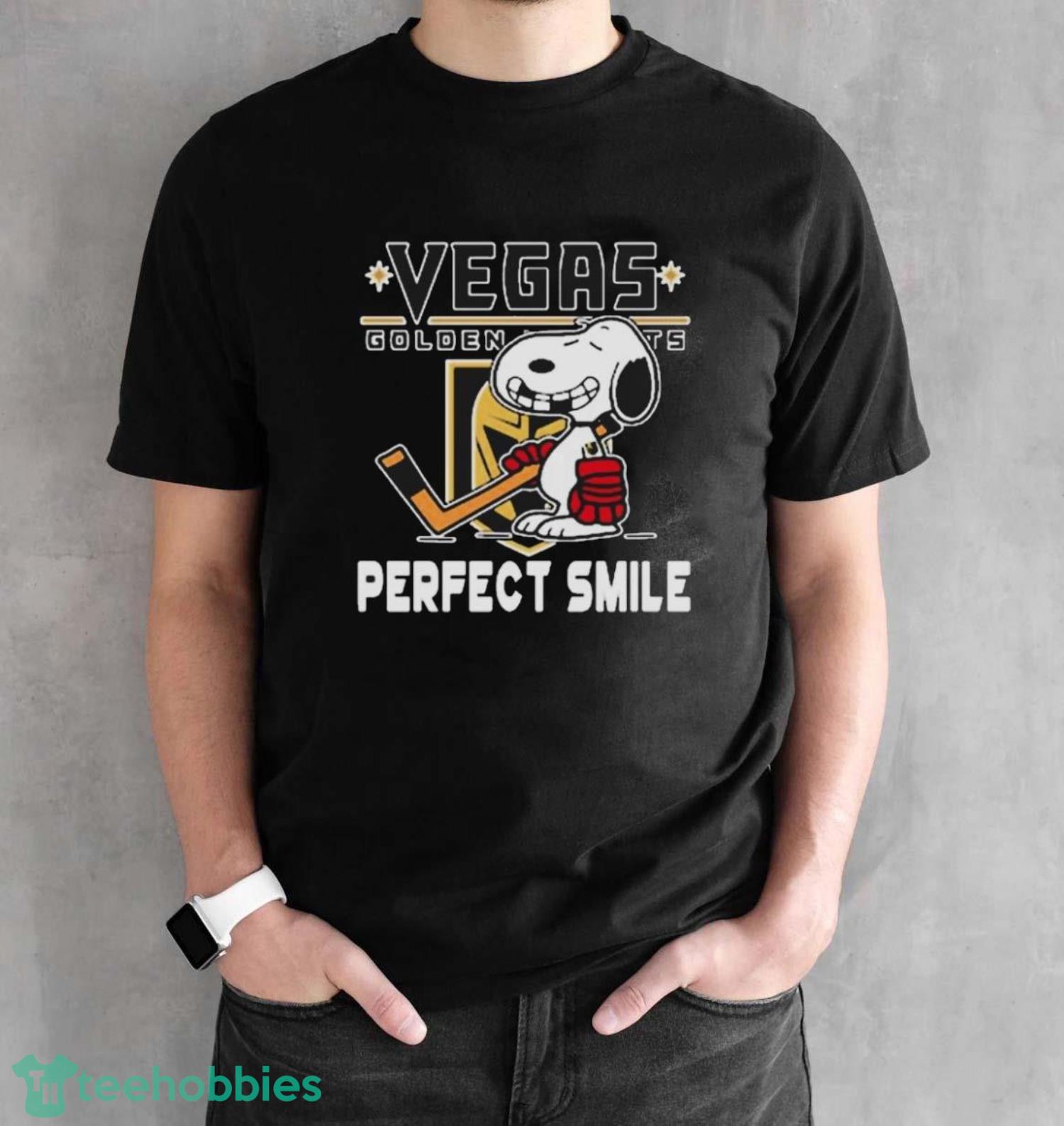 Nhl Vegas Golden Knights Snoopy Perfect Smile The Peanuts Movie Hockey Shirt - Black Unisex T-Shirt