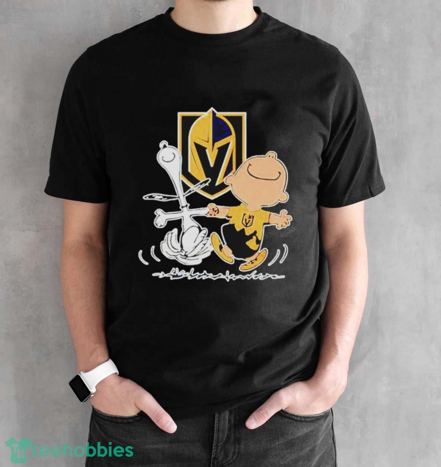 Nice Vegas Golden Knights Snoopy And Charlie Brown Dancing Shirt - Black Unisex T-Shirt