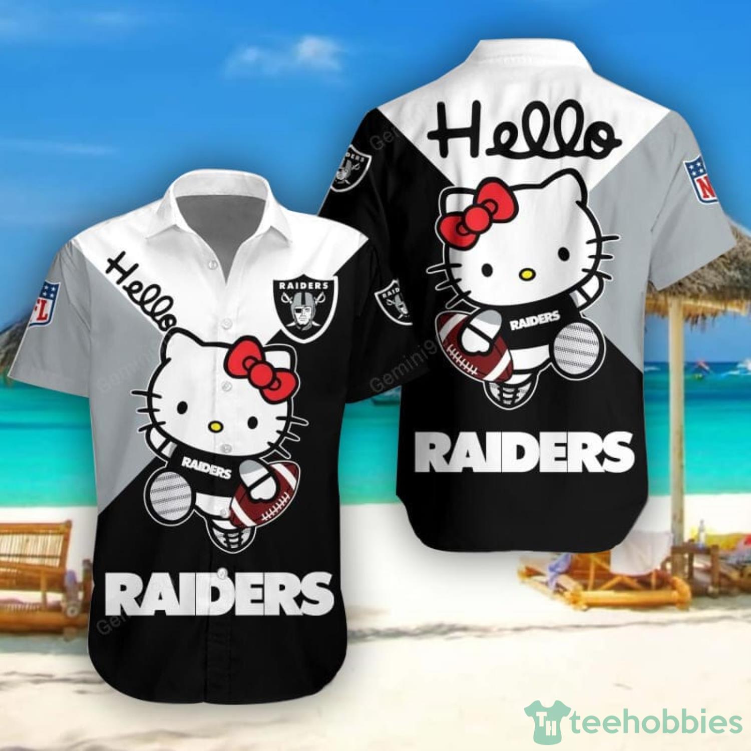 Oakland Raiders Hello Kitty Hawaiian Shirt Cute Gift For Men And Women Product Photo 1