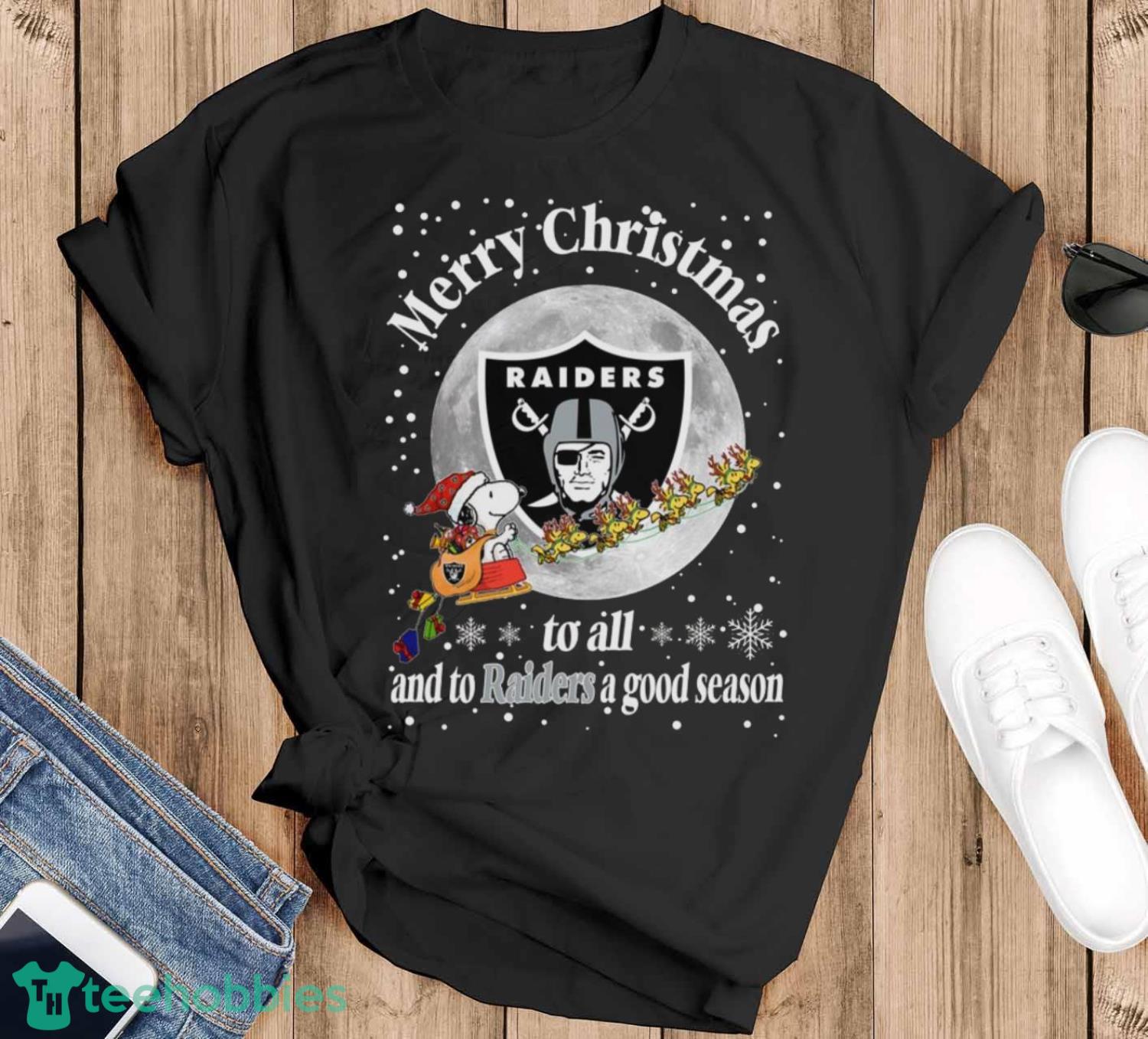 Oakland Raiders Merry Christmas To All And To Raiders A Good Season Nfl Football Sports T Shirt - Black T-Shirt