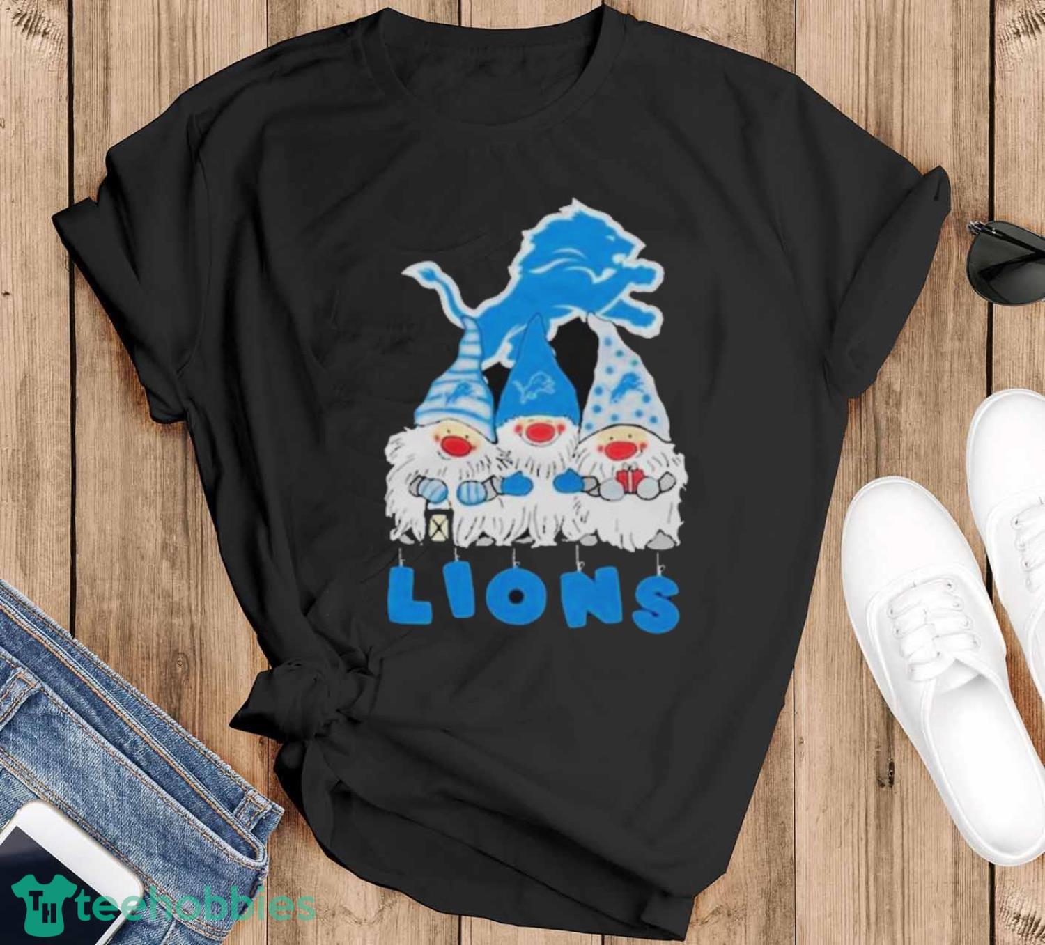 Official Detroit lions the gnomes Christmas T-shirt - Black T-Shirt