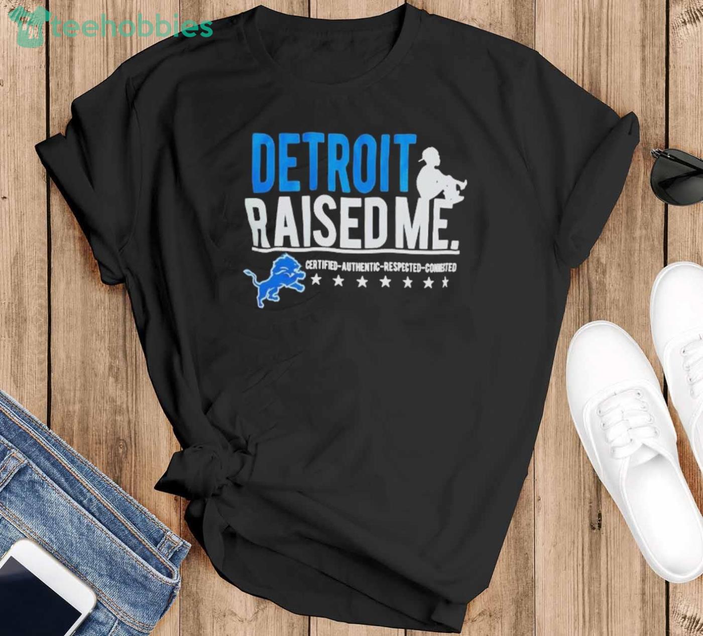 Official Detroit lions three thirteen raised me T-shirt - Black T-Shirt