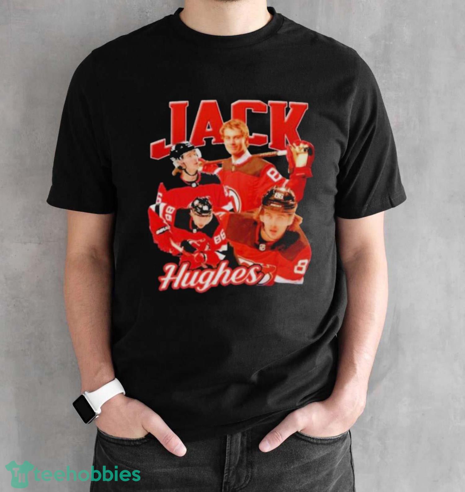 Official Jack hughes hockey nhl vintage T-shirt - Black Unisex T-Shirt