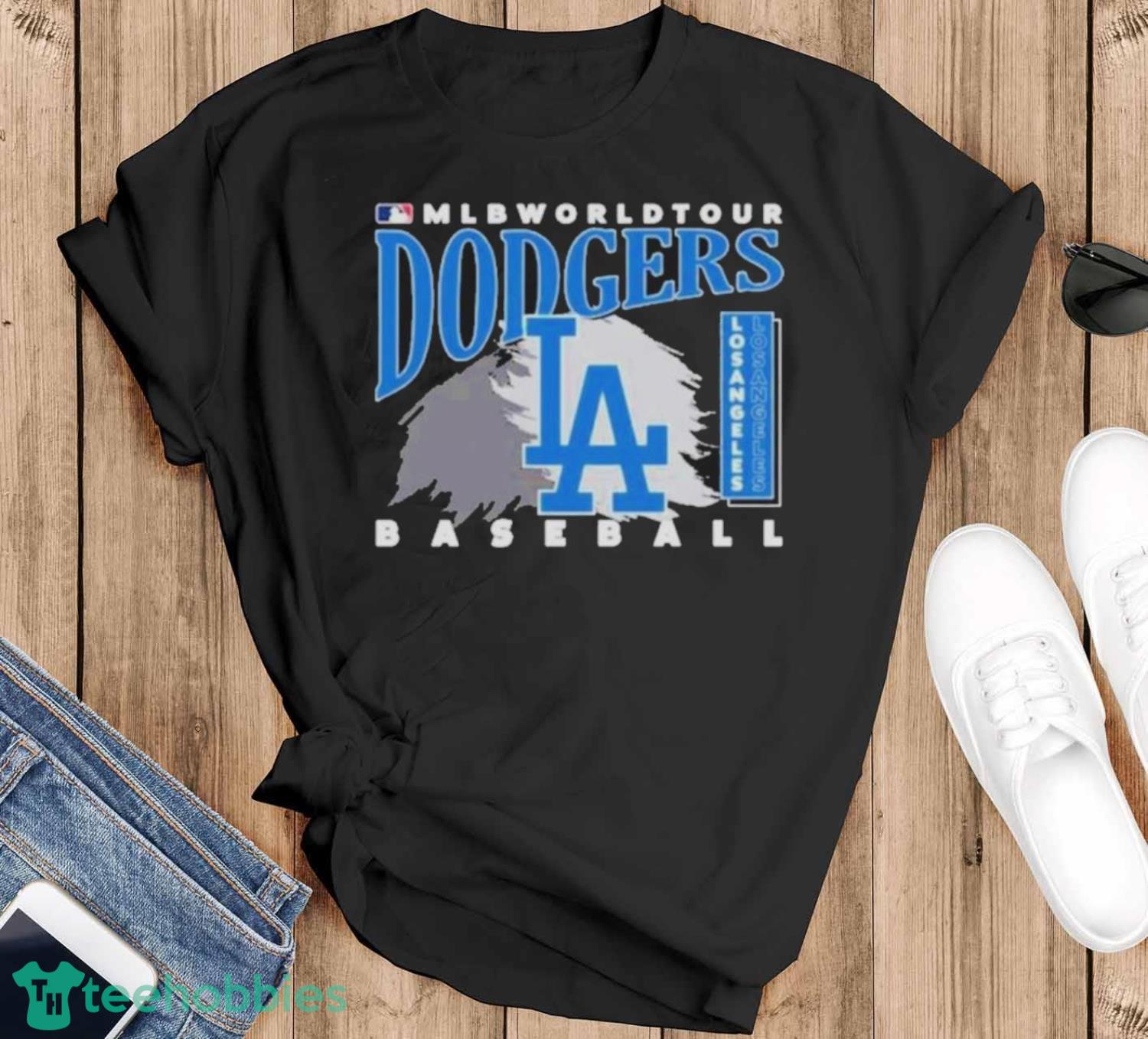 Official mlb world tour los angeles dodgers baseball logo 2023 shirt - Black T-Shirt