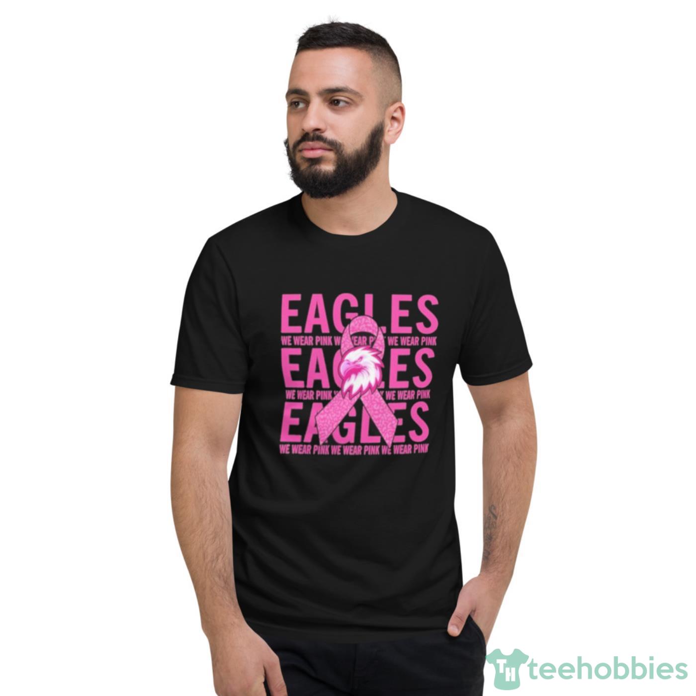 Official Philadelphia Eagles Mascot We Wear Pink Cancer Art Shirt Cute Gift - Short Sleeve T-Shirt