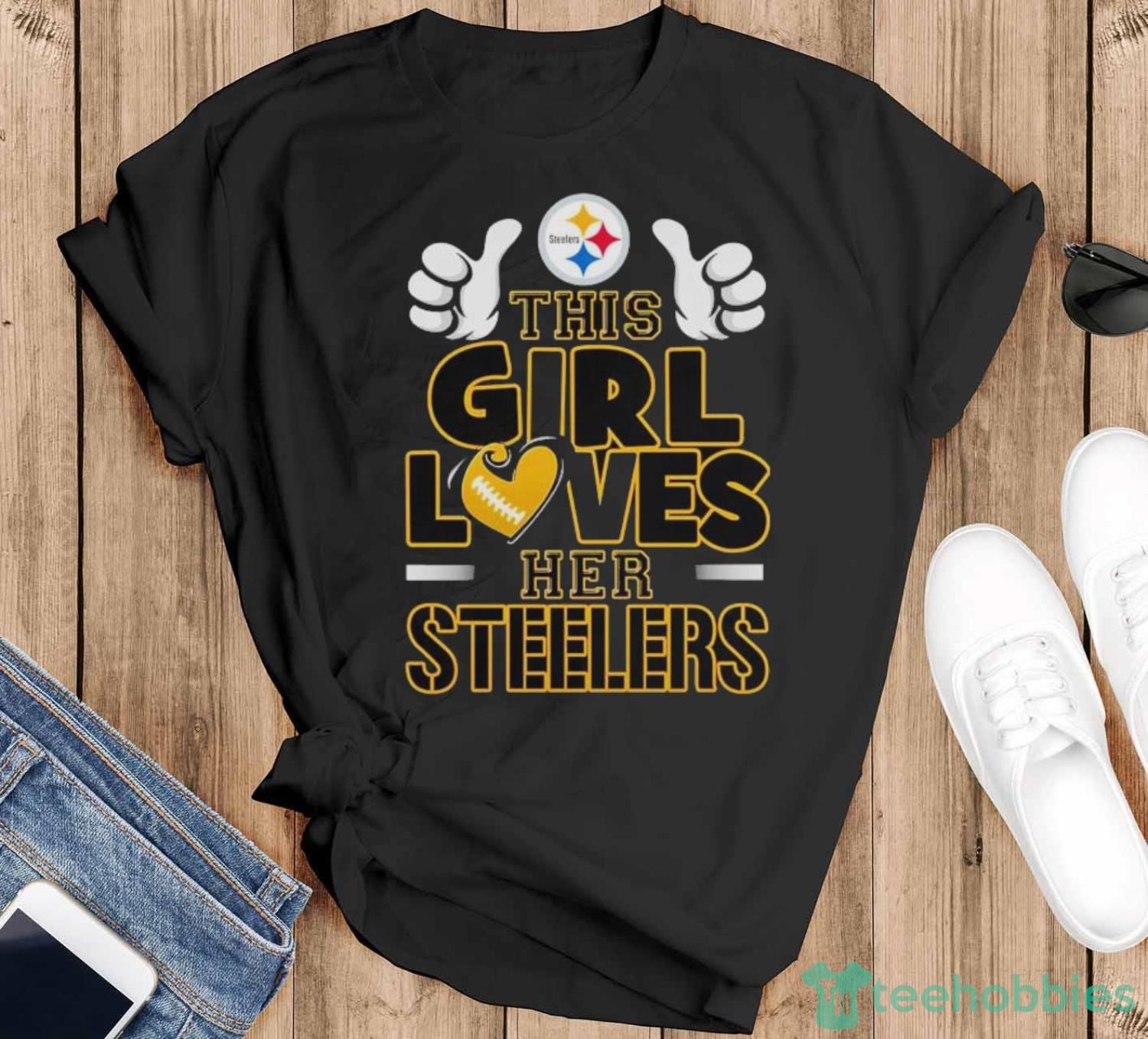 Official This Girl Loves Her Pittsburgh Steelers Shirt - Black T-Shirt