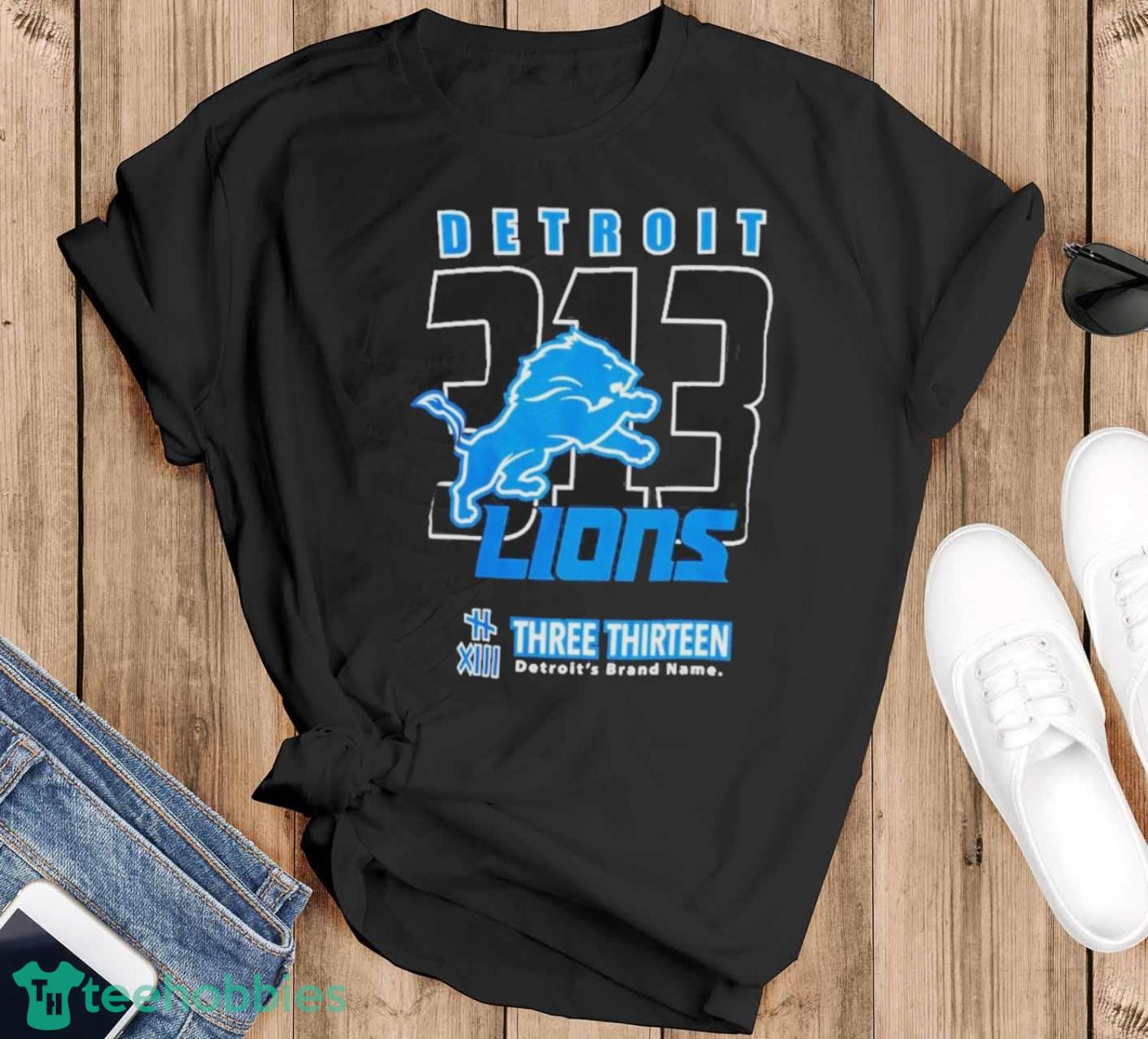 Original detroit Lions Three Thirteen Area Code T-Shirt - Black T-Shirt