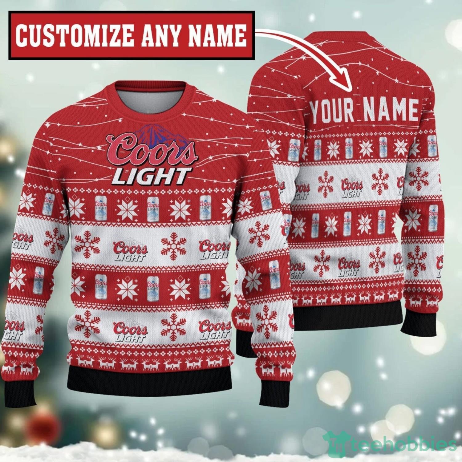 Personalized Name Twinkle Lights Coors Light Christmas Sweater 3D Printed Christmas Gift Product Photo 1