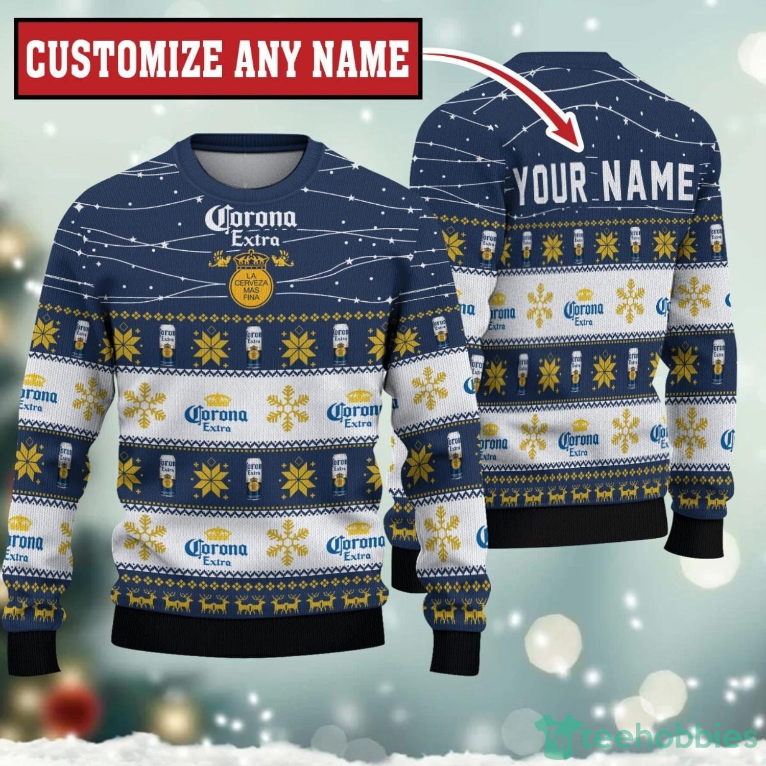 Personalized Name Twinkle Lights Corona Extra Christmas Sweater Product Photo 1