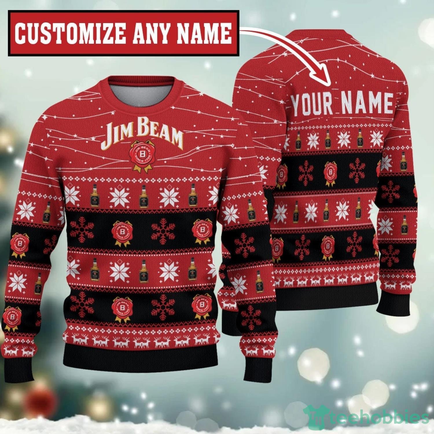 Personalized Name Twinkle Lights Jim Beam Christmas Sweater Product Photo 1