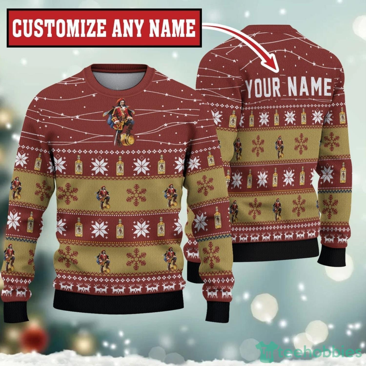 Personalized Twinkle Lights Captain Morgan Christmas Sweater Product Photo 1