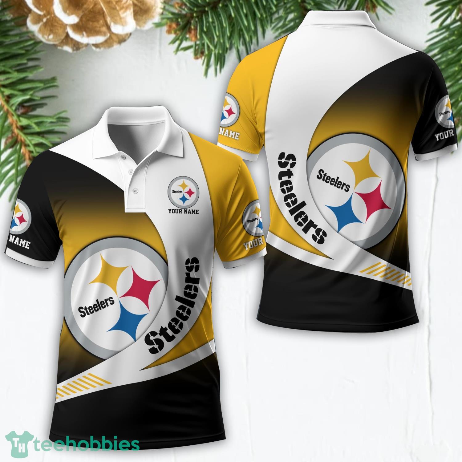Pittsburgh Steelers Custom Name NFL 3D Polo Shirt Sport Gift Product Photo 1