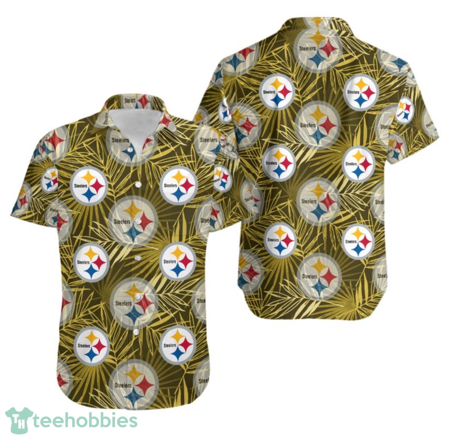 Pittsburgh Steelers Leaf and Logo Limited Edition Hawaiian Shirt For Fans Product Photo 1