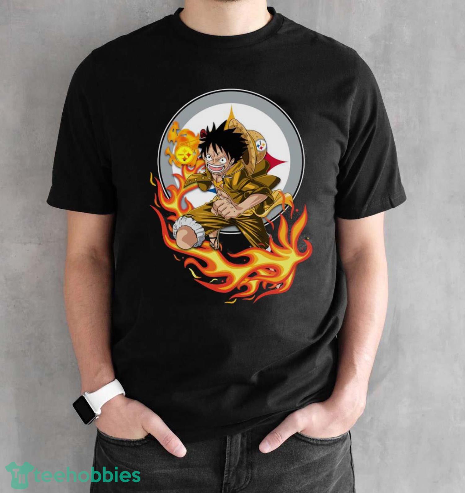 Pittsburgh Steelers NFL Luffy One Piece Unisex Adult T-Shirt - Black Unisex T-Shirt