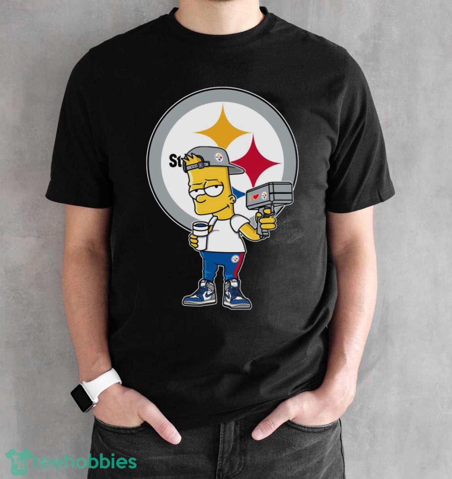 Pittsburgh Steelers NFL x Bart Simpson Unisex Adult T-Shirt - Black Unisex T-Shirt