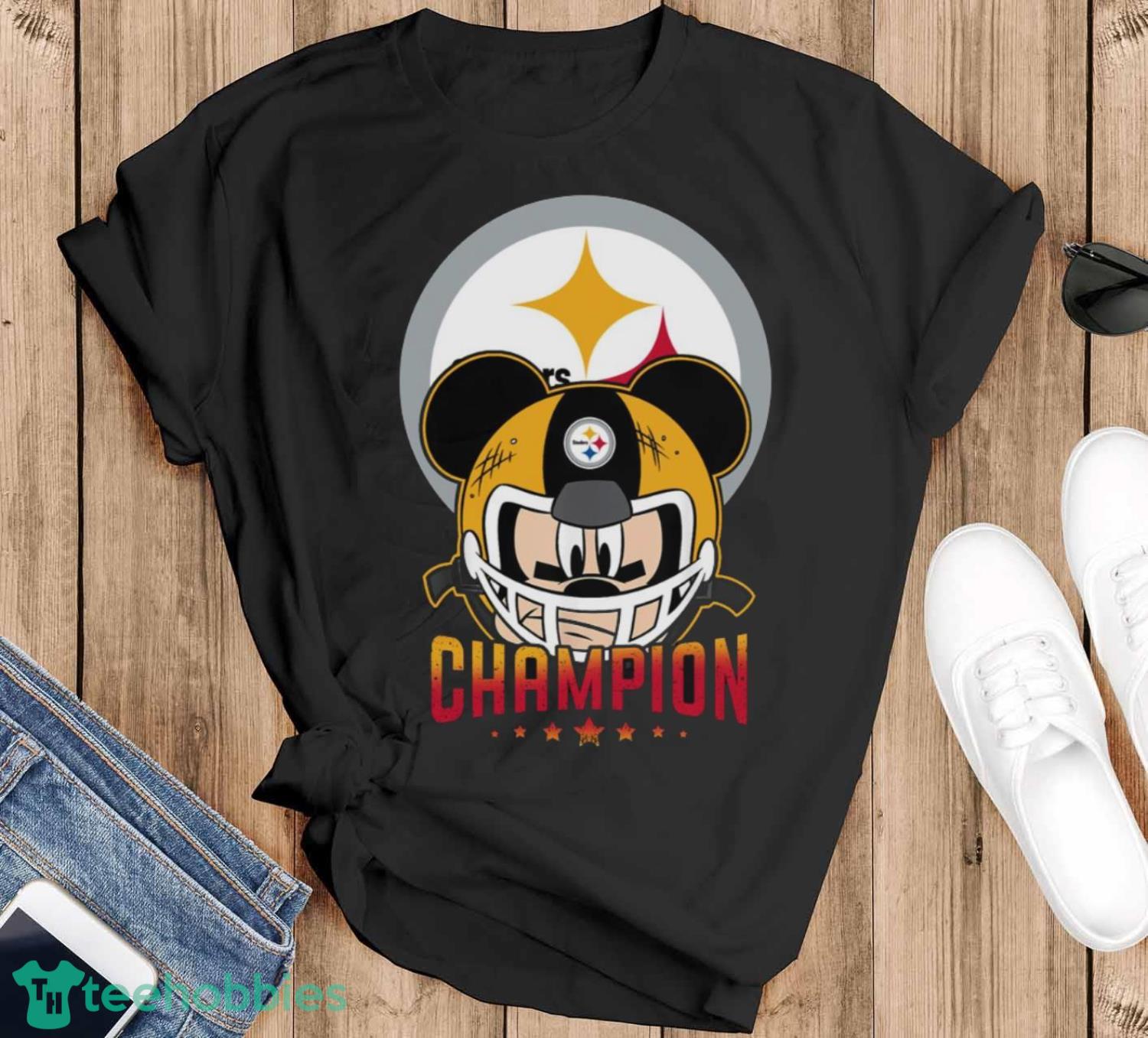 Pittsburgh Steelers NFL X Mickey Mouse Player Unisex Adult T-Shirt - Black T-Shirt