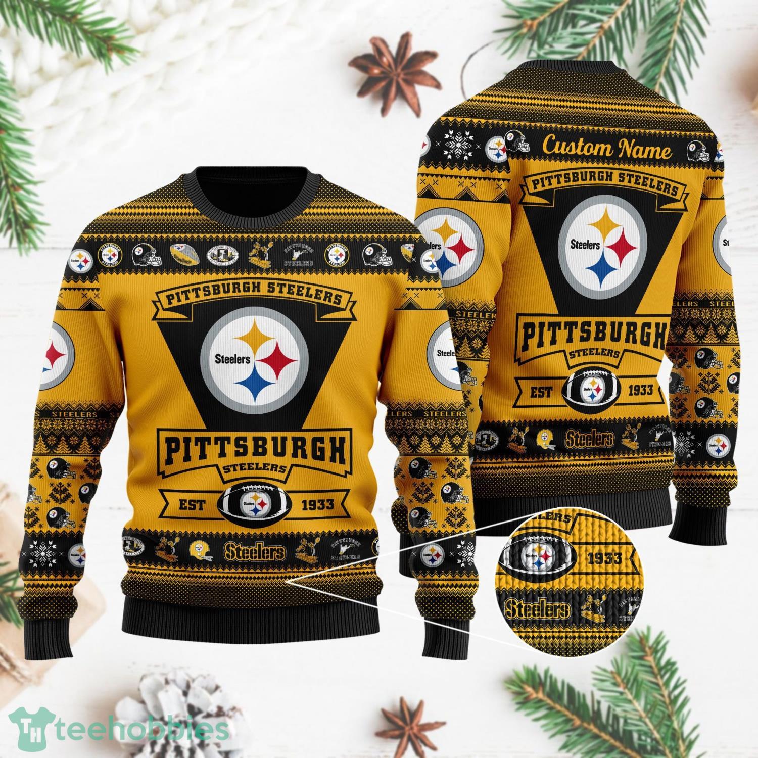 Pittsburgh Steelers Ugly Christmas Sweater All Over Printed Custom Name Christmas Gift For Fans Product Photo 1