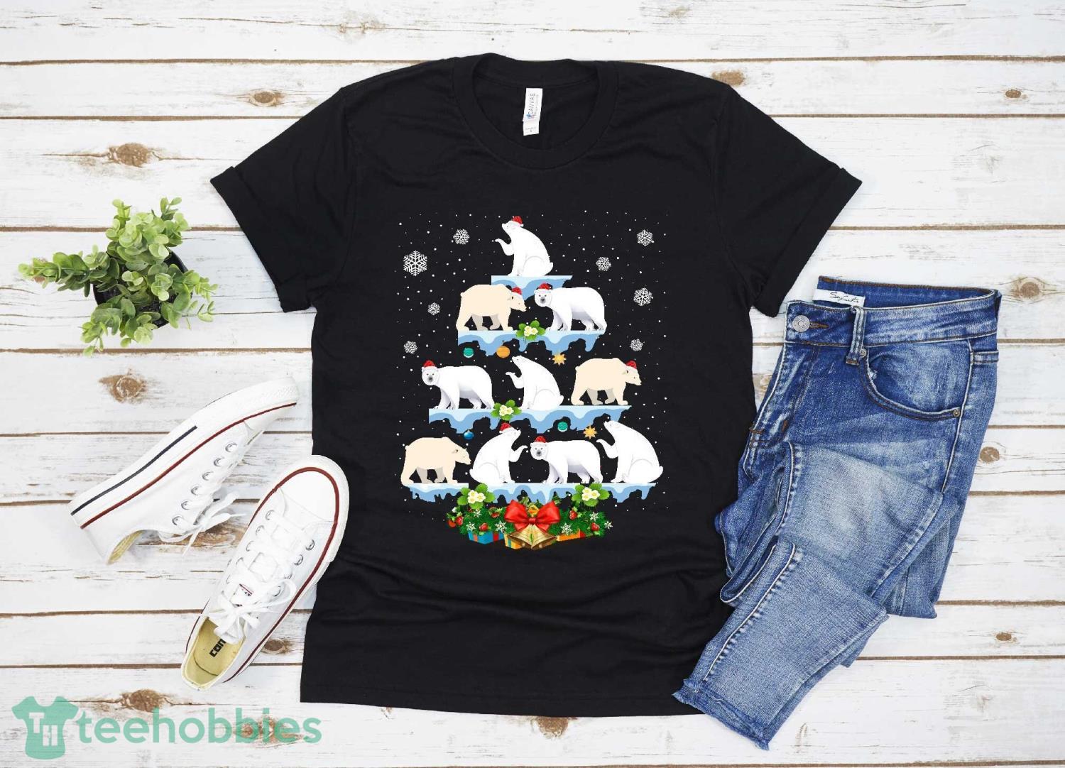Polar Bear Christmas Tree T Shirt Christmas Gift Family Christmas Shirt Product Photo 1