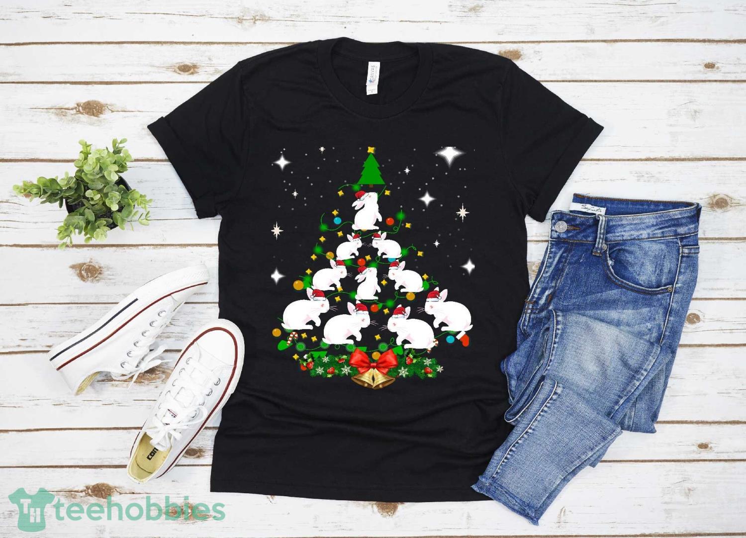 Rabbits Christmas Tree T-Shirt Christmas Gift Family Christmas Shirt Product Photo 1