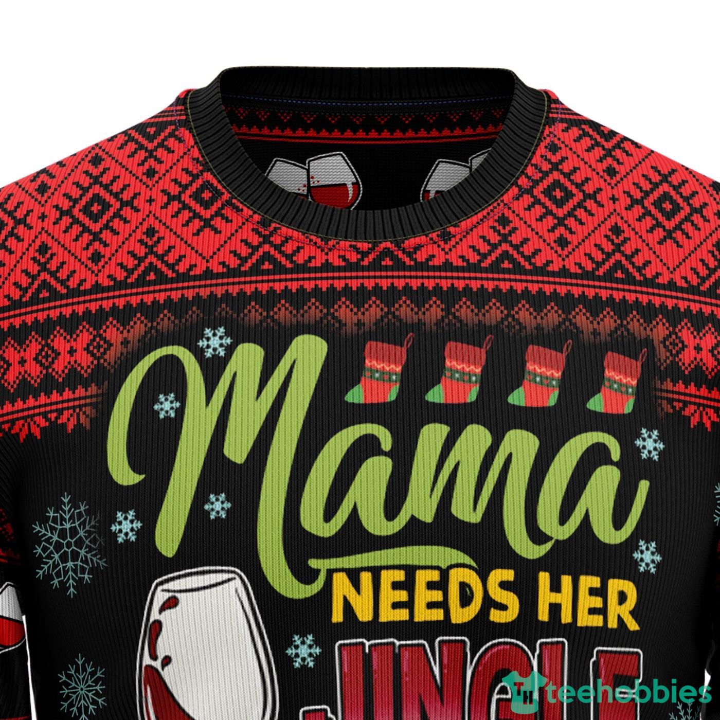 Red Wine Mama ChristmasAll Over printed Ugly Christmas Sweater Product Photo 2