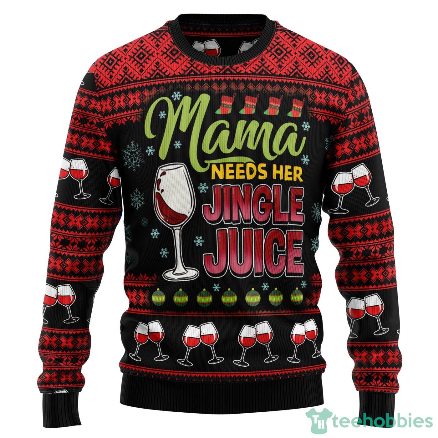 Red Wine Mama ChristmasAll Over printed Ugly Christmas Sweater Product Photo 1