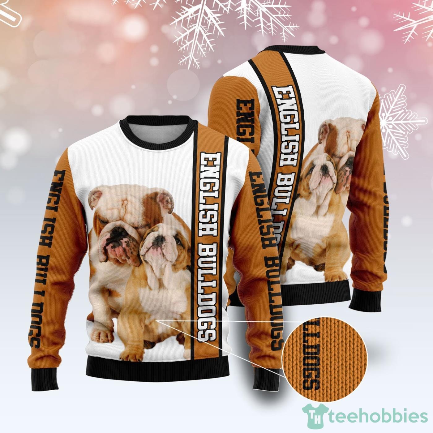 Rescued English BulldogAll Over printed Ugly Christmas Sweater For Men And Women Product Photo 2