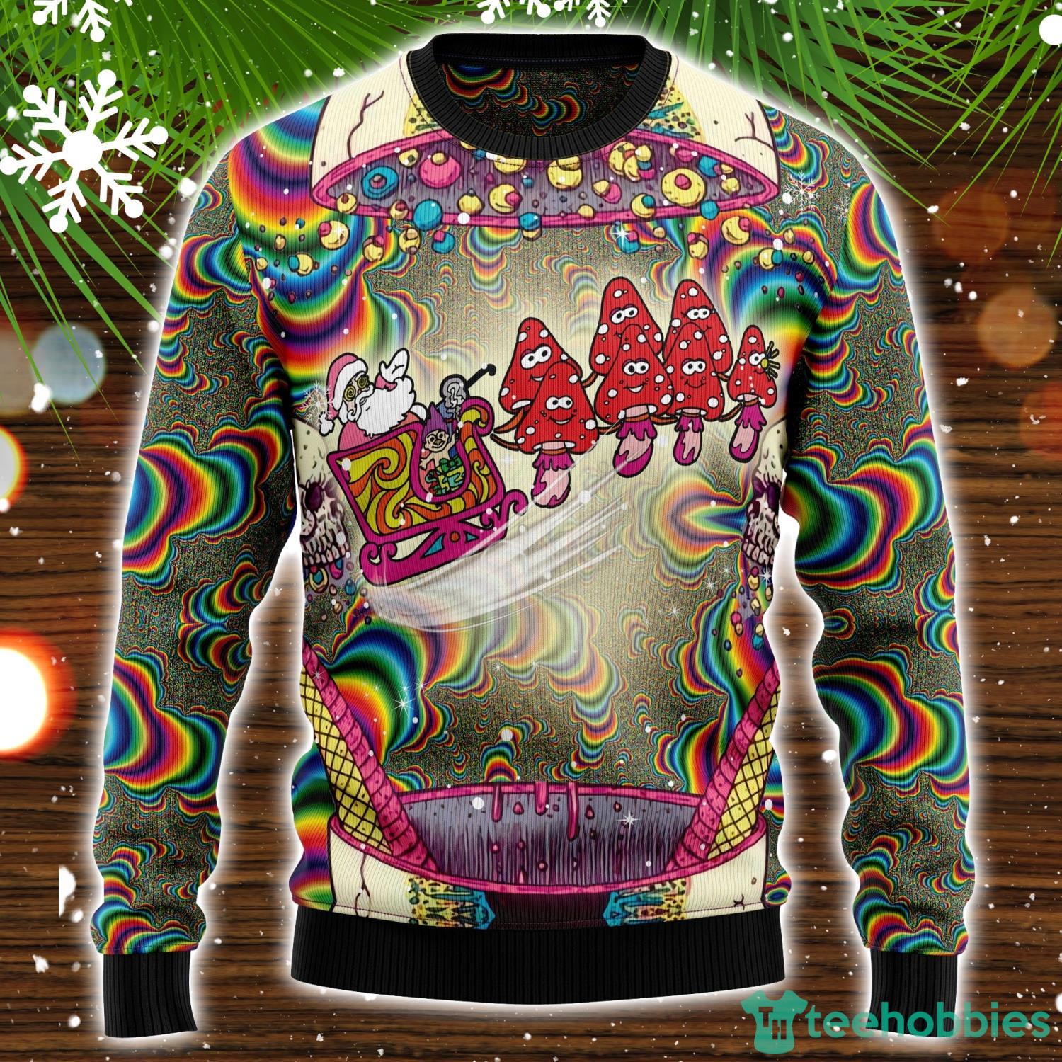 Santa And Mushroom Ugly Christmas Sweater Christmas Holiday Gift Product Photo 1