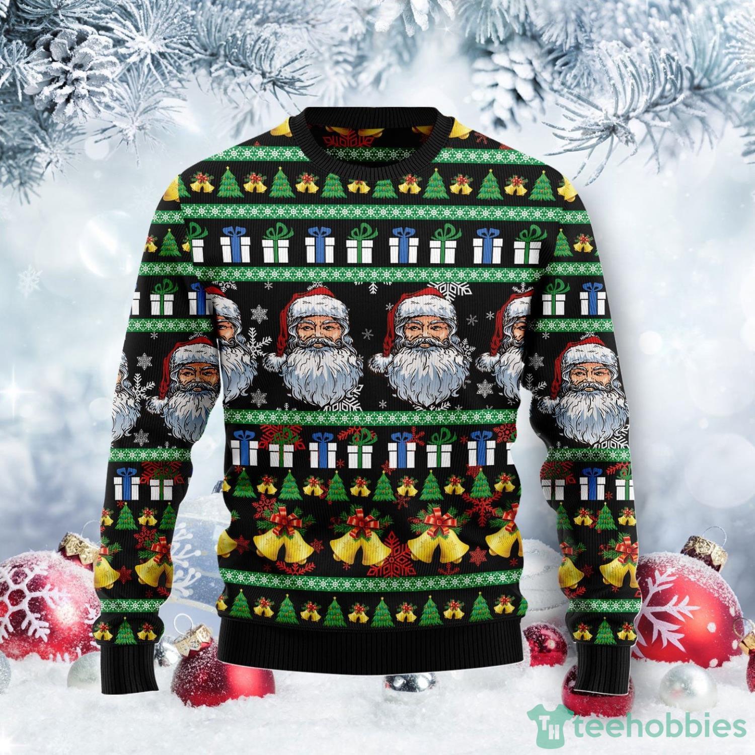 Santa Claus Jingle Bell Ugly Christmas Sweater Christmas Holiday Gift For Family Product Photo 1