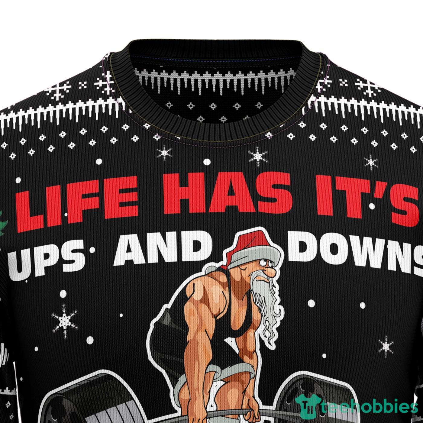 Santa Claus Love Gym All Over printed Ugly Christmas Sweater Product Photo 2