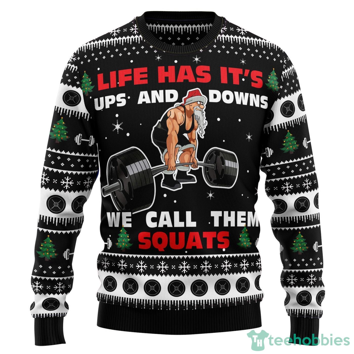 Santa Claus Love Gym All Over printed Ugly Christmas Sweater Product Photo 1