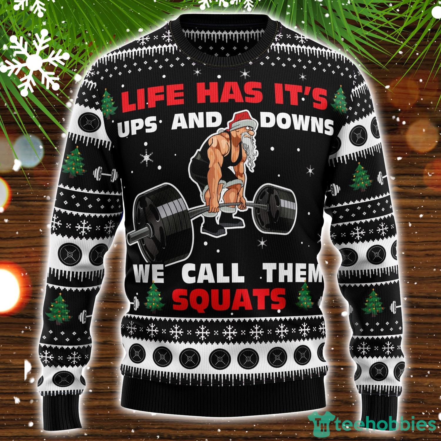 Santa Claus Love Gym Ugly Christmas Sweater Christmas Holiday Gift Product Photo 1