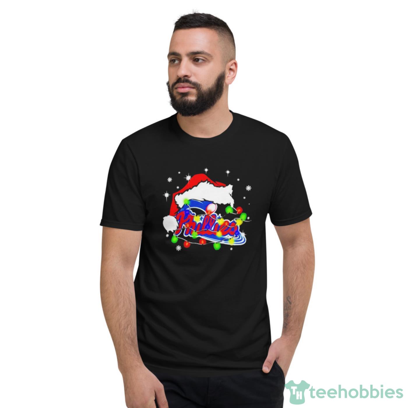 Santa Hat Philadelphia Phillies Light Christmas Shirt Cute Gift - Short Sleeve T-Shirt