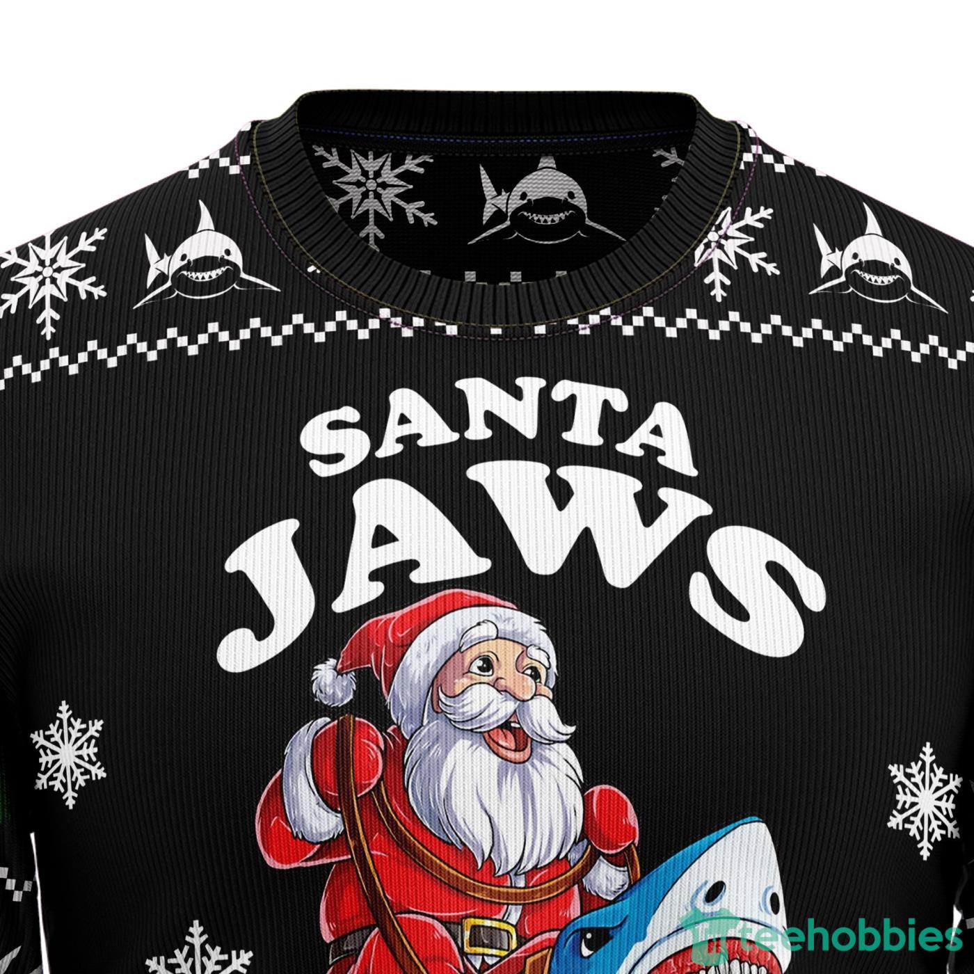 Santa Jaws All Over printed Ugly Christmas Sweater Product Photo 2