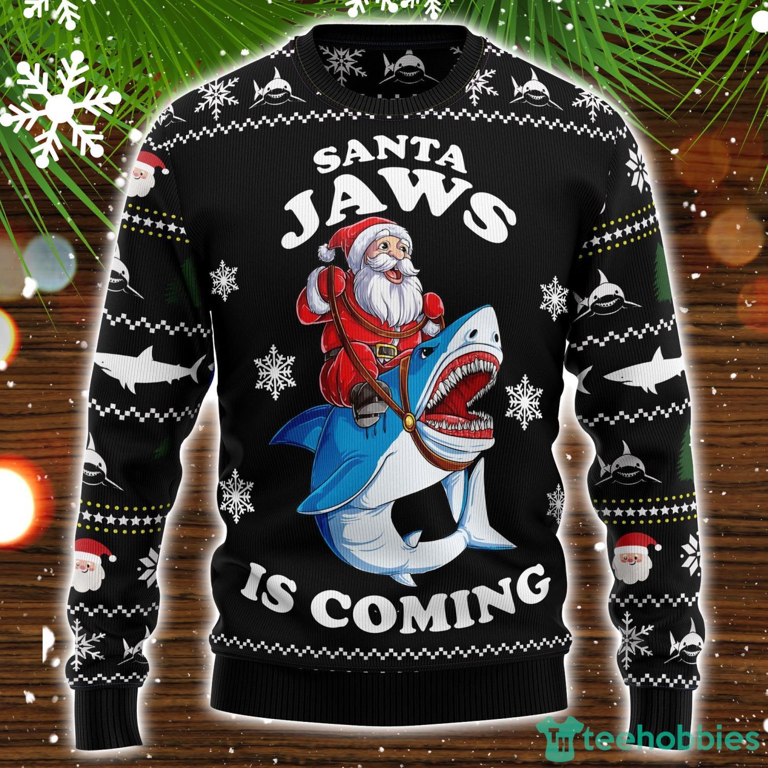 Santa Jaws Ugly Christmas Sweater Christmas Holiday Gift Product Photo 1