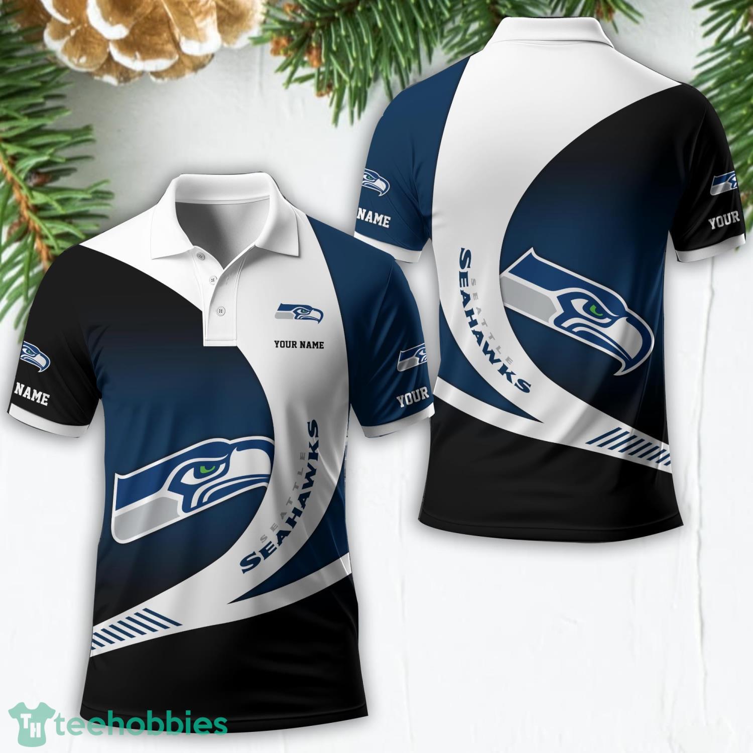 Seattle Seahawks Custom Name NFL 3D Polo Shirt Sport Gift Product Photo 1