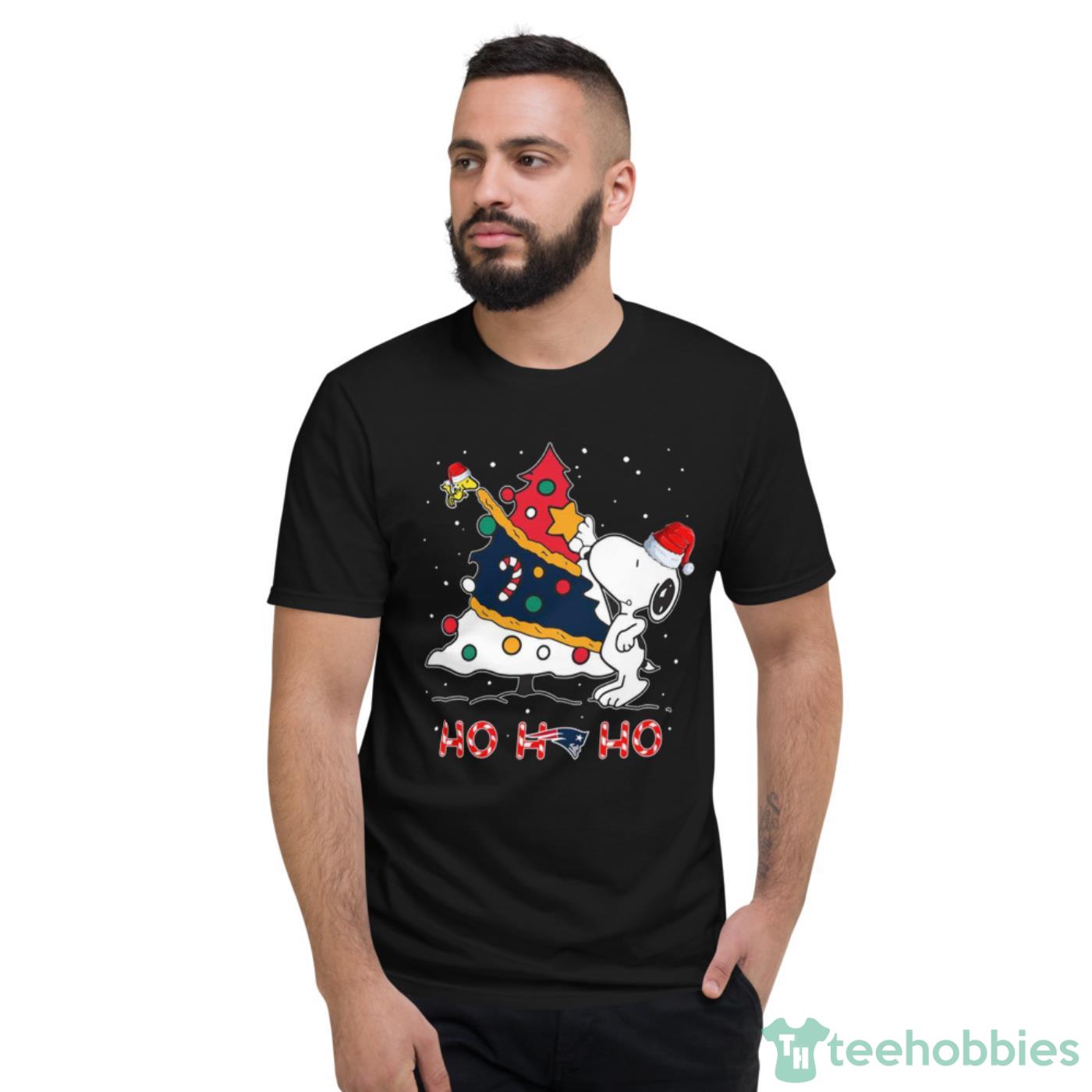 Snoopy Christmas Shirt Cute Gift, New England Patriots NFL Christmas Tree - Short Sleeve T-Shirt