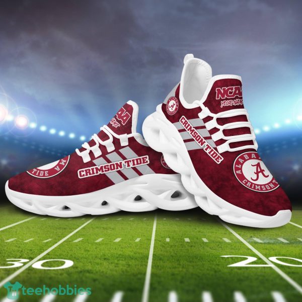 Alabama Crimson Tide Ncaa Custom Name Max Soul Shoes Running Sports Sneakers Gift For Sport Lovers Striped Style Product Photo 2