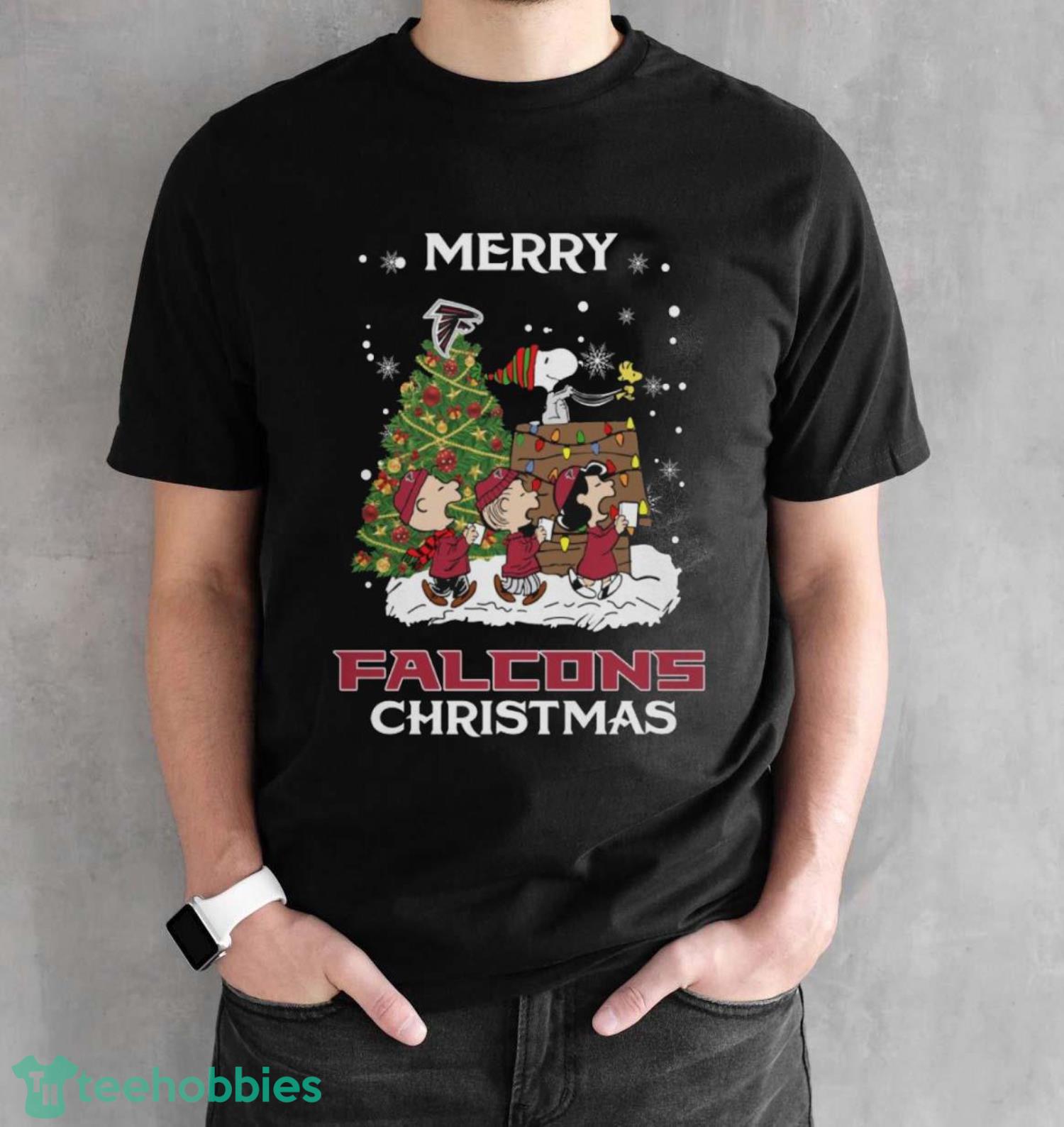 Atlanta Falcons Snoopy Family Christmas Shirt Gift For Christmas - Black Unisex T-Shirt