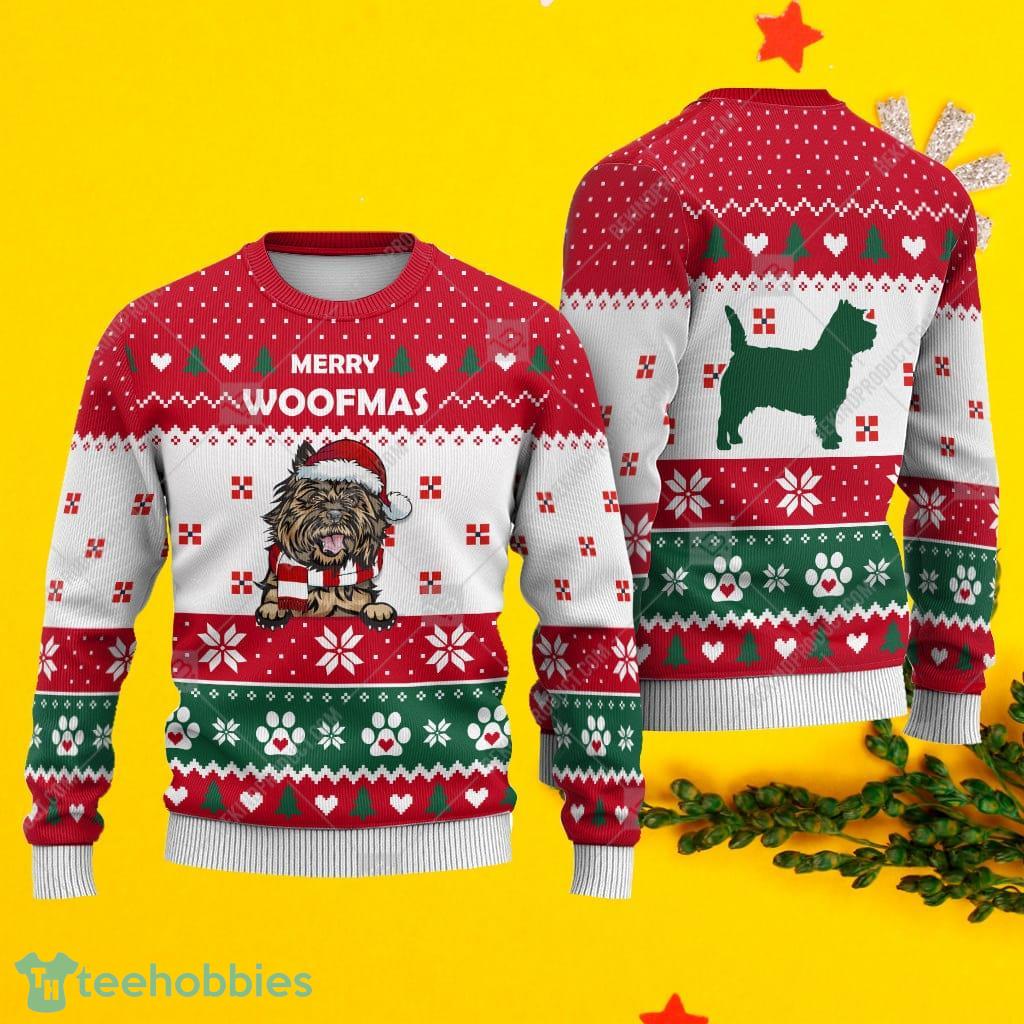 Cairn Terrier Dog Christmas Paw Heart Print Ugly Christmas Sweater Sweatshirt Product Photo 1