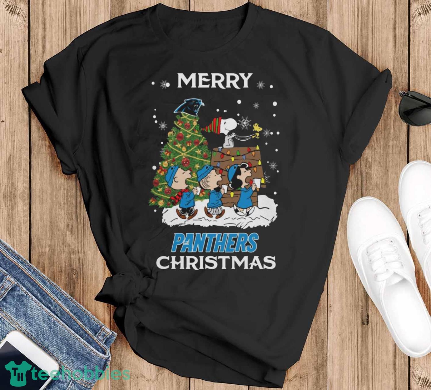 Carolina Panthers Snoopy Family Christmas Shirt Gift For Christmas - Black T-Shirt