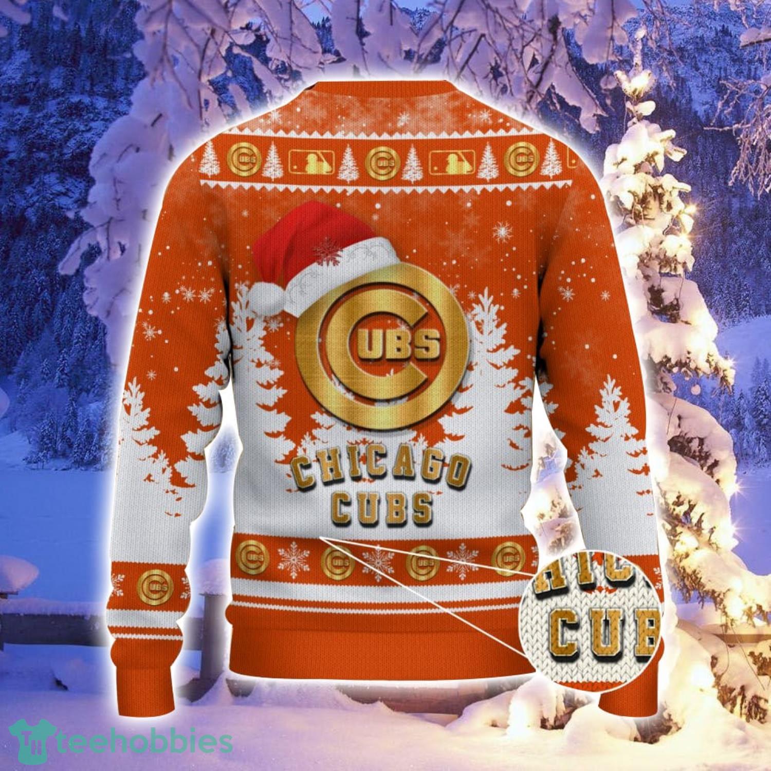 Chicago Cubs Logo Wearing Santa Hat Christmas Gift Ugly Christmas Sweater For Men And Women Gift