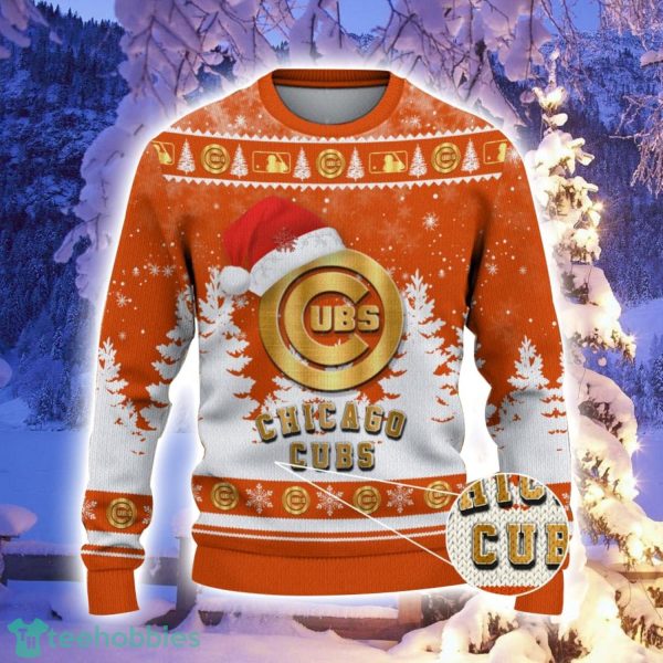 Chicago Cubs Logo Wearing Santa Hat Christmas Gift Ugly Christmas Sweater For Men And Women Gift Product Photo 1