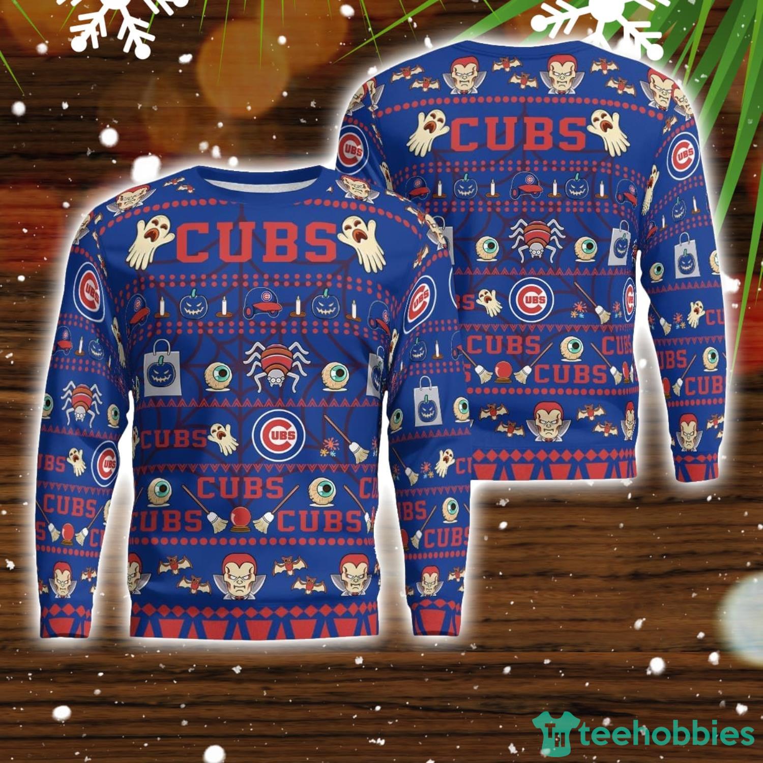 Chicago Cubs Pumpkin Halloween Spooky Ghost Pattern Funny 3D Sweater Men And Women Gift Product Photo 1