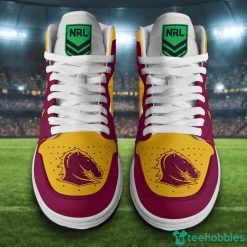 Custom Name Broncos Brisbane Air Jordan Hightop Shoes For NRL Fans image Custom Name Broncos Brisbane Air Jordan Hightop Shoes For NRL Fans Product Photo 2