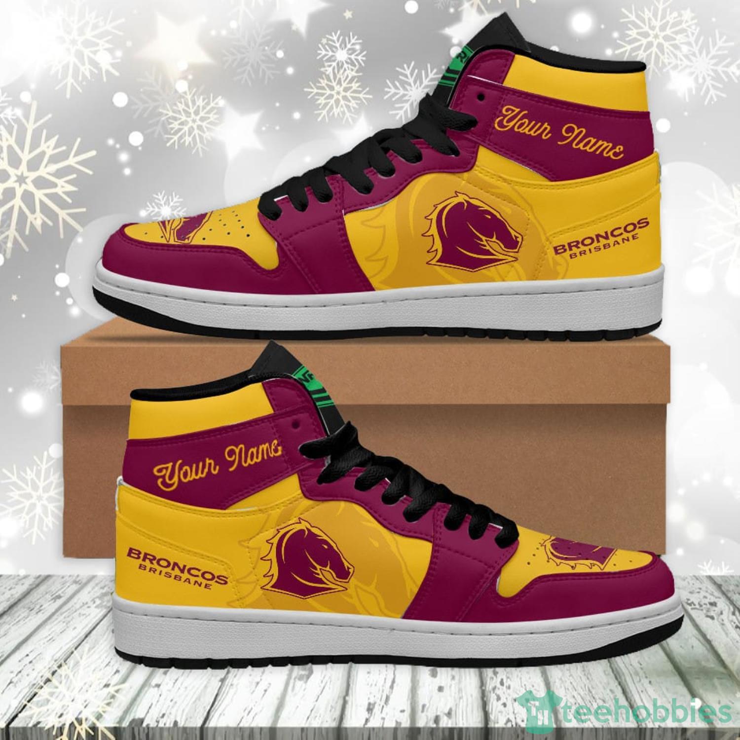 Custom Name Broncos Brisbane Air Jordan Hightop Shoes For NRL Fans Custom Name Broncos Brisbane Air Jordan Hightop Shoes For NRL Fans Product Photo 3