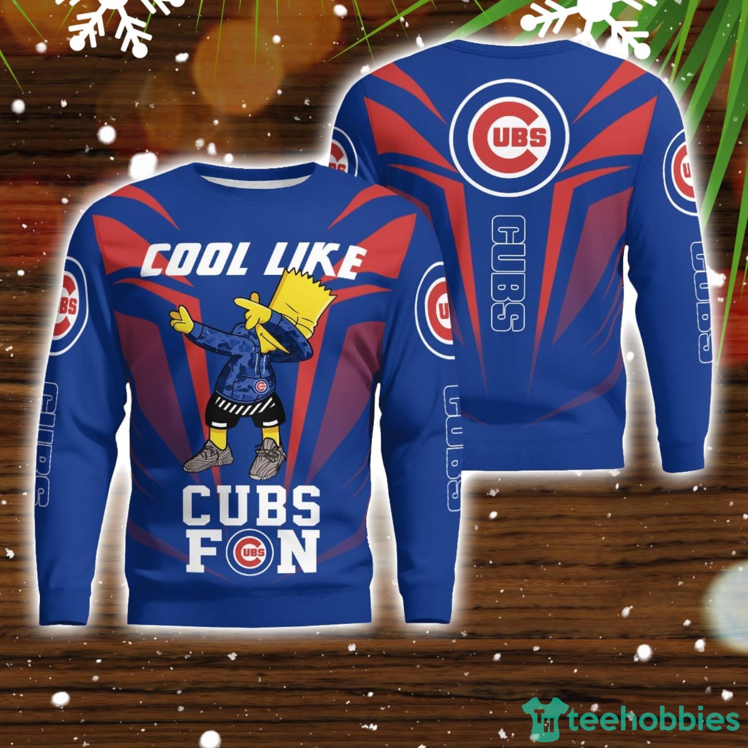 Cute Cool Like Chicago Cubs Fan Bart Simpson Dab Ugly Christmas Sweater Product Photo 1