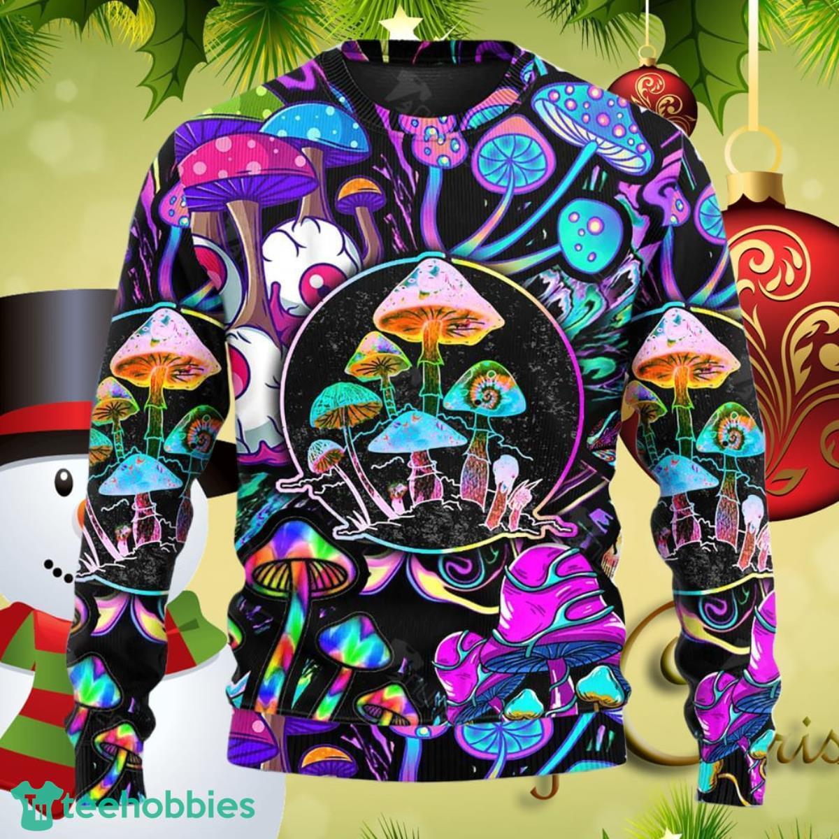 Hippie Mushroom Colorful Neon Light Cool Style Ugly Christmas Sweater Special Gifts Product Photo 1